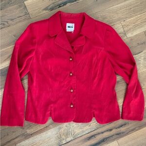 Leslie Fay Vintage Button Front Red Blazer Jacket Petite Size 14P